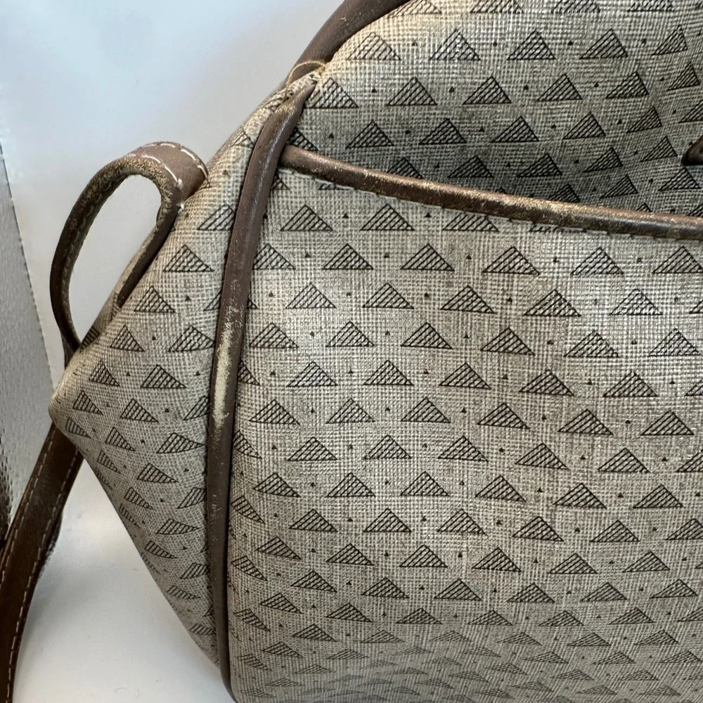Liz Claiborne Crossbody Bag Womens Medium Tan Geometric Vintage Preppy 80s